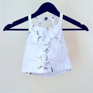 Buff bunny white marble jog bra